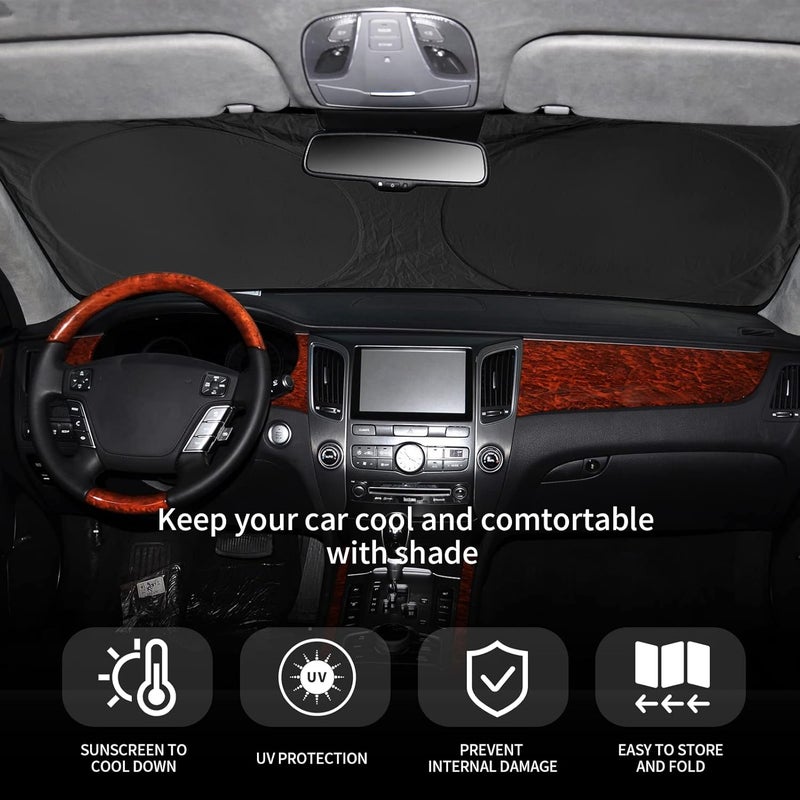 INSAUTO for RAV4 Car Windshield Cover, Windshield Sun Shades Foldable Sunshade for Toyota RAV4 2013-2023 SUV Crossover Front Window Custom Fit Sun Visor Heatshield Protector Car Accessories - Image 4